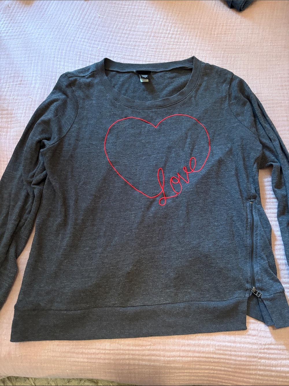 Vintage torrid Charcoal Sweater with Red Heart 'Love' Stitch